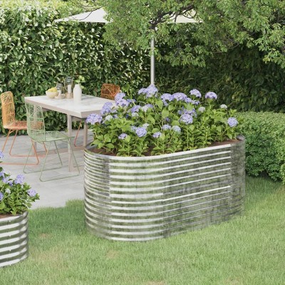 vidaXL Stainless Steel Planter - Silver Rectangular Garden Container 19.3"x18.5"x18.1" for Outdoor/Indoor, Balcony, and Patio Decor
