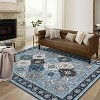 8'x10' Washable Boho Vintage Floral Rug, Non-Slip Backing, Low Pile, Foldable, Stain Resistant, Bedroom, Living Room, Guest Room, Office, Grey - 2 of 4
