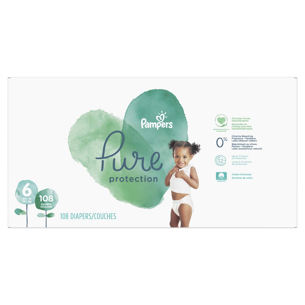 Pampers Pure Disposable Diapers One Month Supply - Size 6 (108ct):(incomplete)