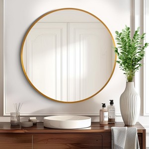 Spassway 28"H x 28"W Round Versatile Decorative Aluminum Alloy Mirror Art Designs for Living Room Bedroom Entryway Office Home Black/Gold Available - 1 of 4