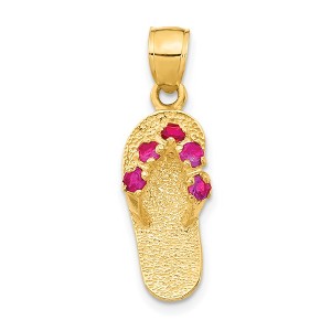 Black Bow Jewelry 14k Yellow Gold January Cubic Zirconia Birthstone Flip Flop Pendant - 1 of 4