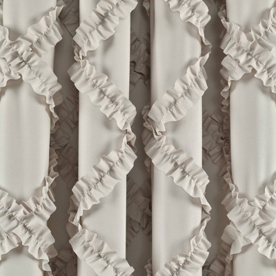 Neutral Polyester Ruffle Diamond Light-Filtering Curtain Panels, 84" x 54"