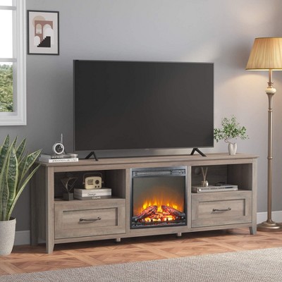 SAINTCY 70 in TV Stand with Fireplace and drawers