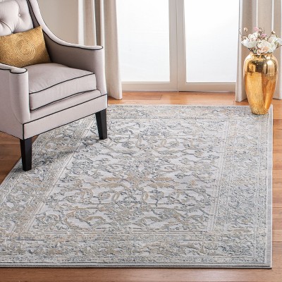 Hand-Knotted Gray Wool and Synthetic Floral Area Rug