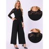INSPIRE CHIC Women's Elegant Crew Neck Mesh Lace Sleeve Loose Wide Leg Romper - 2 of 4