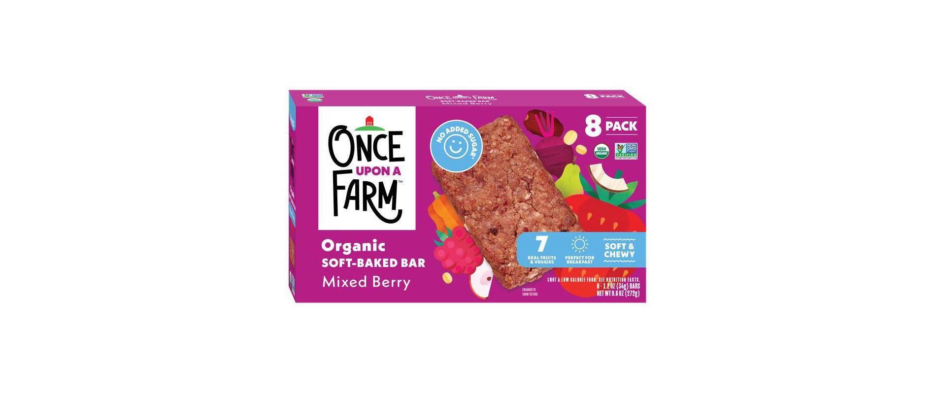 Once Upon a Farm Snack Bars Mixed Berry - 9.6oz/8ct