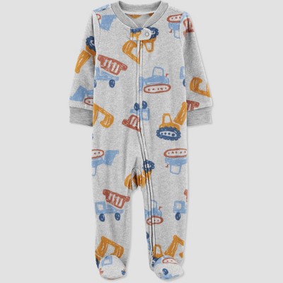Carter's Just One You® Baby Boys' Construction Microfleece Footed Pajama - Gray 3-6M