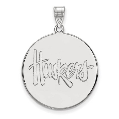 Black Bow Jewelry 14k White Gold Nebraska Cornhuskers NCAA Extra Large Pendant