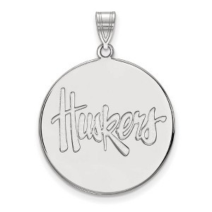 Black Bow Jewelry 14k White Gold Nebraska Cornhuskers NCAA Extra Large Pendant - 1 of 3
