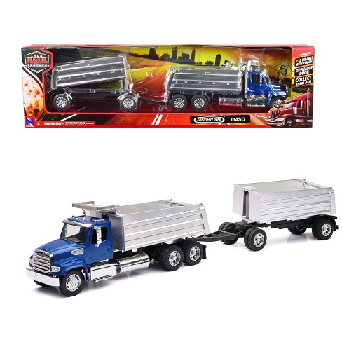 Freightliner 114SD Flatbed Truck with Crane Red with Accessories Long Haul Trucker Series 1/32 Diecast Model by New Ray