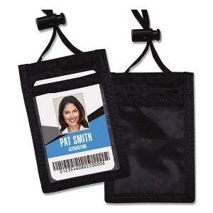 Advantus ID Badge Holders with Convention Neck Pouch, Vertical, Black/Clear 3.25" x 5" Holder, 2.38" x 3.5" Insert, 48" Cord, 12/Pack - 1 of 4