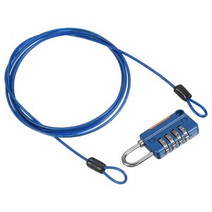 Unique Bargains Locker Luggage Bike 4 Digit Combination Lock with Security Cable Set - 1 of 4