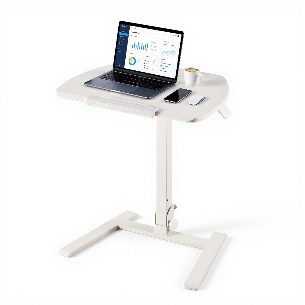 VEVOR Standing Desk, Adjustable Height Mobile Stand Up Desk with Tilting Desktop, 25.6 x 19 in Small Computer Sit Stand Workstation, 33 lbs Capacity,