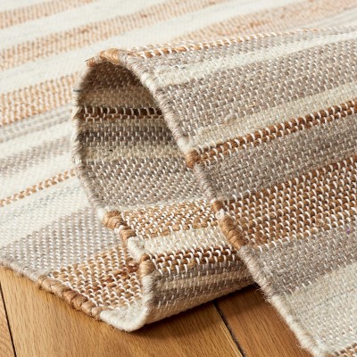 Ivory Wool and Cotton Flat Woven Handmade 6' Square Rug