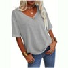 Imily Bela Women's Casual V Neck Half Sleeve Oversized T Shirt Solid Color Basic Top - 3 of 4