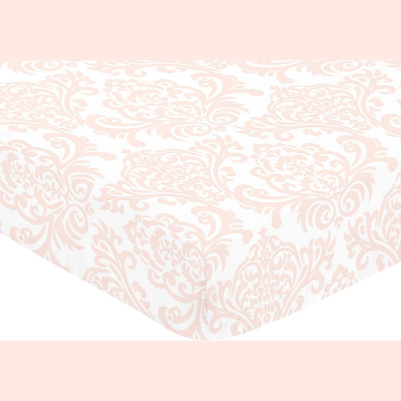 Sweet Jojo Designs Girl Baby Fitted Crib Sheet Amelia Pink and White, 4 of 8
