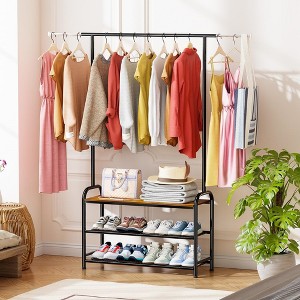 MOEPISY Industrial Grade Clothing Rack with Shelves for Hanging Clothes - 1 of 4