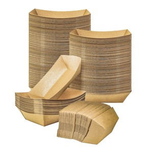 Aoibox 100 Pack Heavy-Duty Disposable Paper Food Trays for Fries, Nachos, Hot Dogs, Tacos, BBQ, Popcorn, Parties, Picnics, Weddings (Brown) - 1 of 4