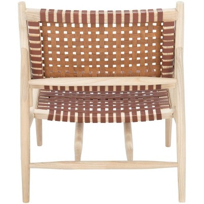Soleil Cognac Leather & Metal Modern Scandinavian Accent Chair