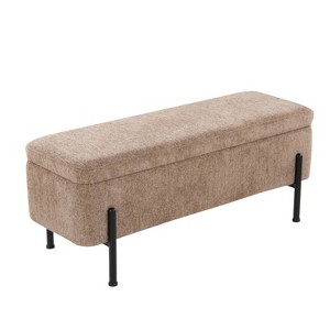 LumiSource Daniella Bench Black Steel/Brown Fabric - 1 of 4