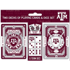 MasterPieces Officially Licensed NCAA Texas A&M Aggies 2-Pack Playing cards & Dice set for Adults - 1 of 4