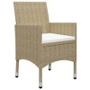 vidaXL 3 Piece Bistro Set Poly Rattan and Tempered Glass Beige - 4 of 4