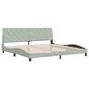 vidaXL King Velvet Bed Frame with Headboard - Light Gray, Stylish Waved Side Design, Plywood Slats Support, Modern Bedroom Base Furniture 76"x79.9" - 2 of 4