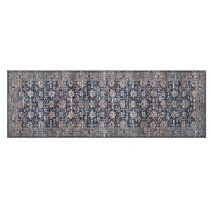 Washable Area Rug – Non-Slip Ultra-Thin Low Pile Vintage Oriental Distressed Carpet for Living Room, Bedroom, Dining, Office & Nursery, Multi-Color - 1 of 4