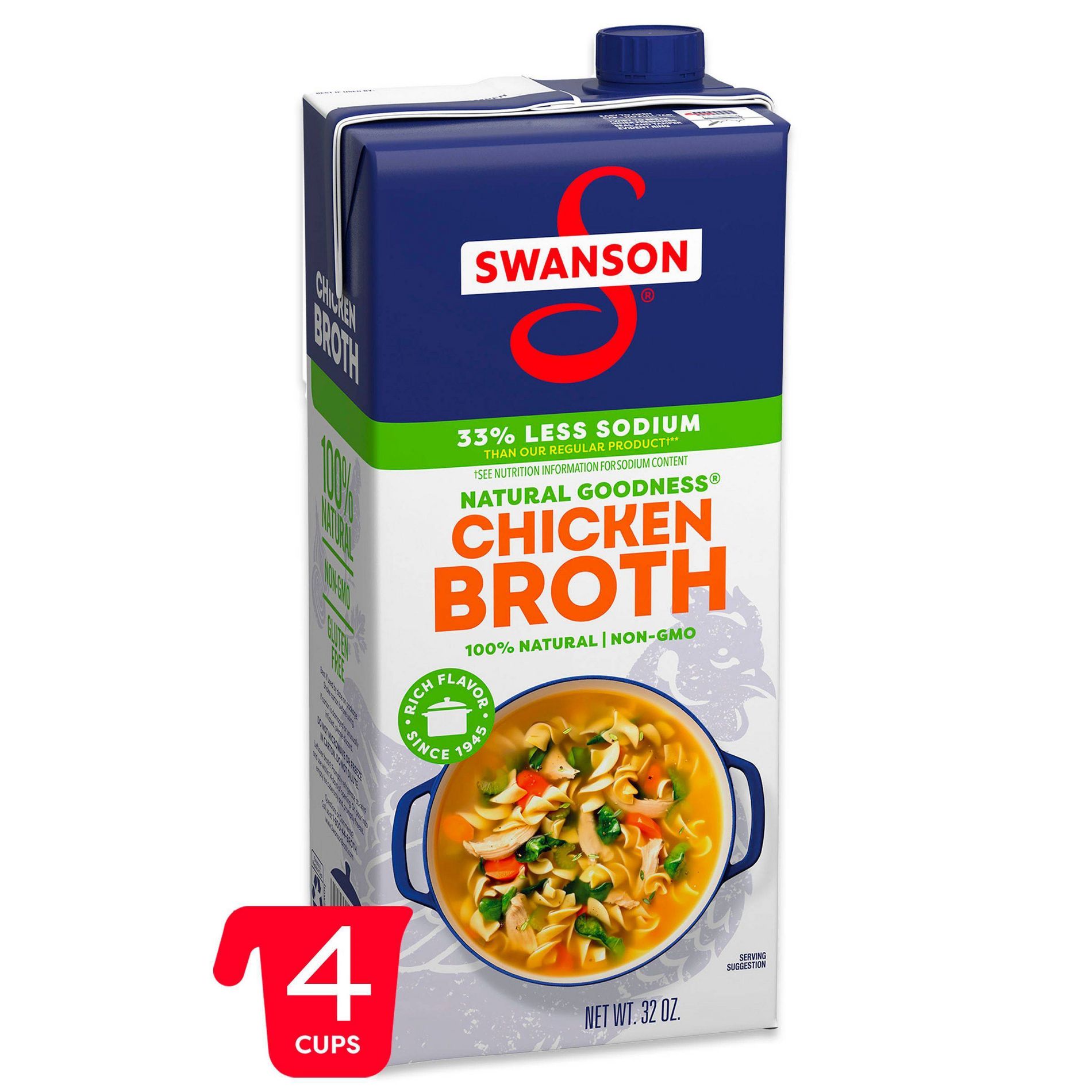 Swanson Natural Goodness Gluten Free 33% Less Sodium Chicken Broth - 32oz