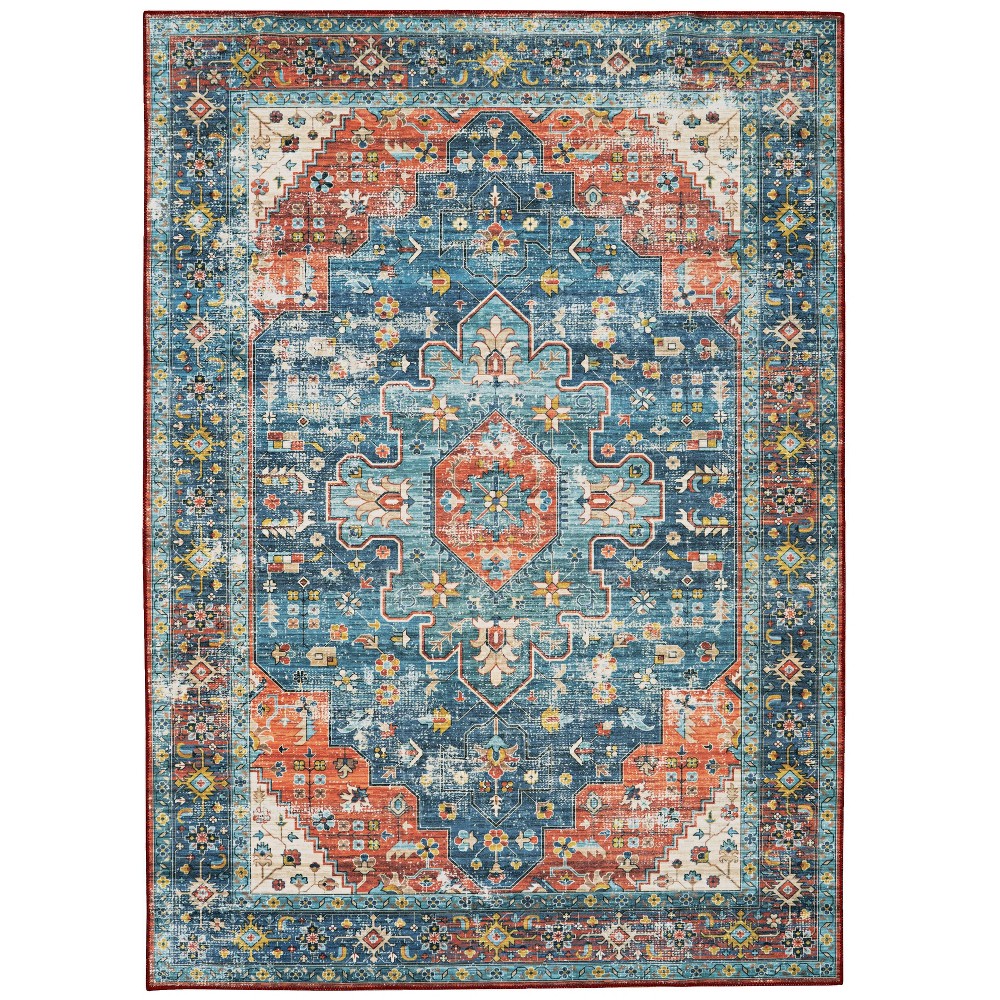  Washable Markum Rug Teal/Rust