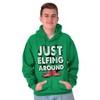 Funny Christmas Just Elfing Around Hoodie Sweatshirt Women Men Brisco Brands - 4 of 4