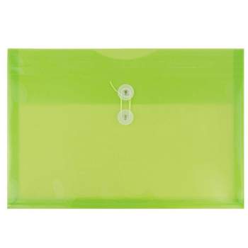 Jam Paper 9 3/4'' X 11 3/4'' Plastic Envelopes With Button And String Tie  Closure, Letter Open End - Green : Target