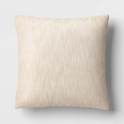 Textured Woven Cotton Square Throw Pillow Khaki Room Essentials Dobby Cotton Indoor Use Polyester Fill Target