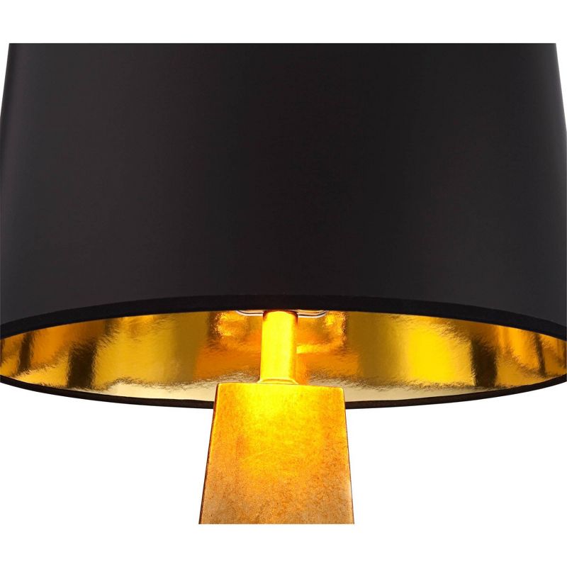 Possini Euro Design Obelisk Modern Table Lamp 26" High Gold Leaf Tapered Column Black Paper Drum Shade for Bedroom Living Room Bedside Nightstand Home, 5 of 10