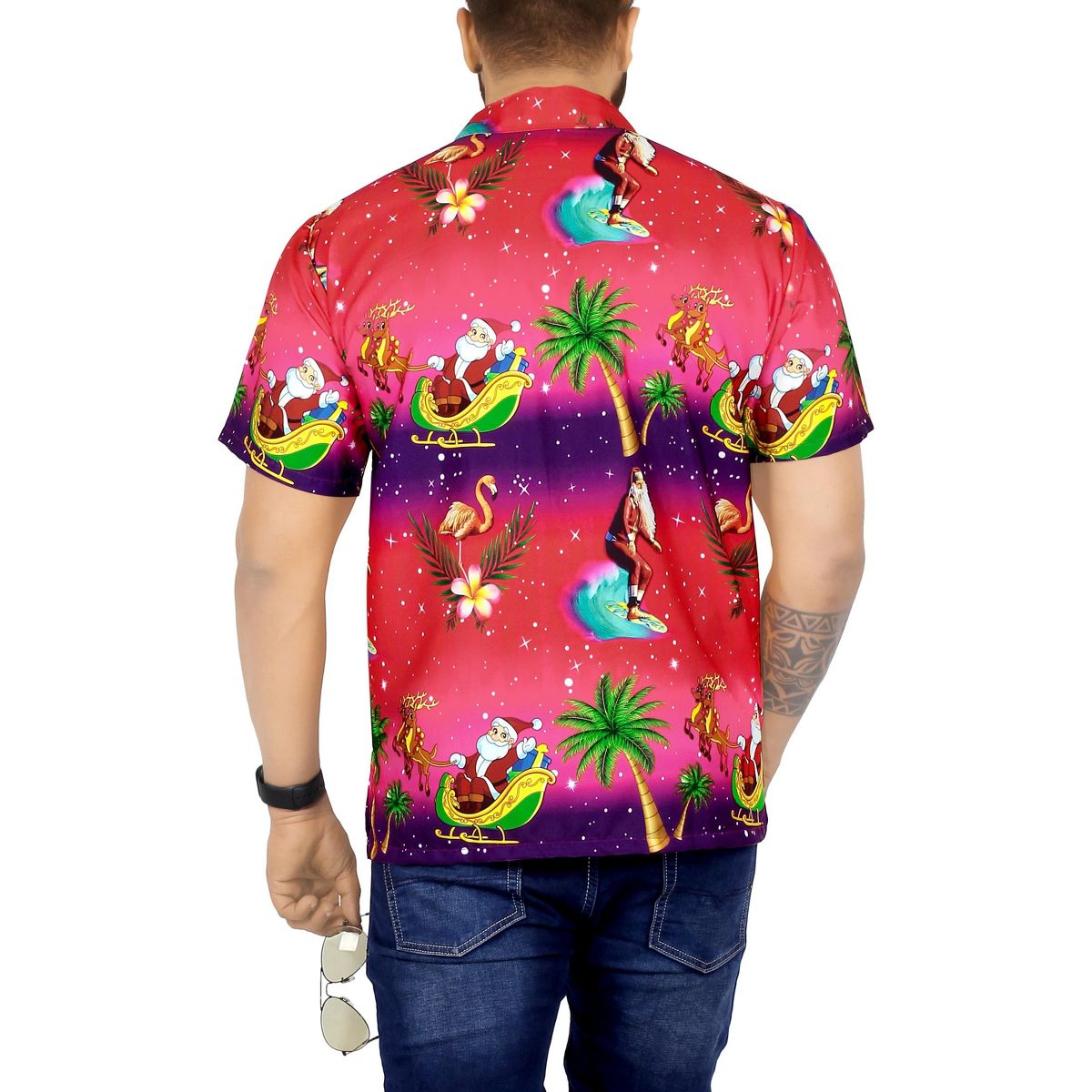 HAPPY BAY Mens Hawaiian Shirts Short Sleeve Button Down Shirt Men's Christmas Hawaii Vacation Casual Beach Shirts for Men Funny - thumbnail 3