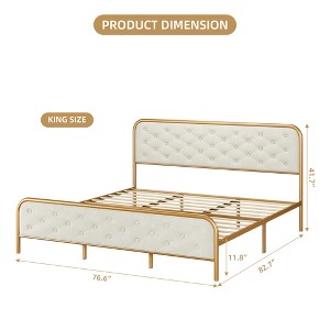 Iron Frame Velvet Sponge KING Bed, LF Diamond Tufted Design, Skin-friendly & Breathable, Sturdy & Durable, 2 Color Options - 1 of 4