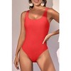Eomenie Womens One Piece Swimsuits Ribbed Tummy Control Bathing Suit Scoop Neck Low Back Swimwear - 2 of 3
