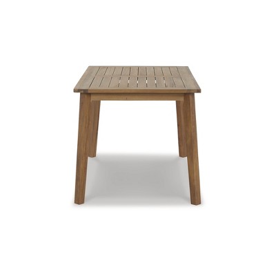 Light Brown Solid Acacia Wood Rectangular Outdoor Dining Table