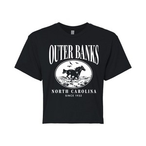 Women's - Instant Message - Outer Banks Running Horse Cropped Graphic T-Shirt - 1 of 4