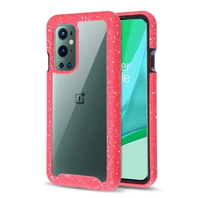MyBat Splash Hybrid Case Compatible With Oneplus 9 Pro - Highly Transparent Clear / Red