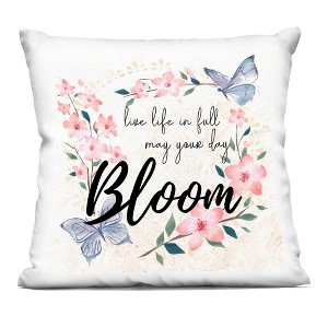 Stupell Industries May Your Day Bloom Pink Spring Blossoms Indoor Decorative Throw Pillow, 18 x 18 - 1 of 3