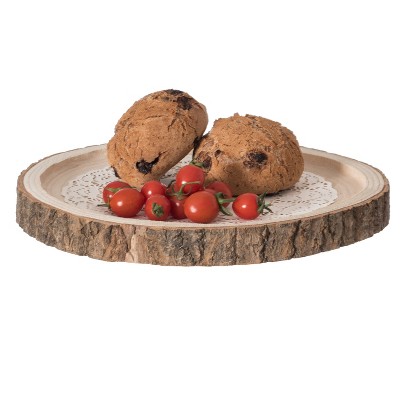Vintiquewise Natural Wooden Bark Round Slice Tray, Rustic Table Charger Centerpiece