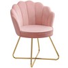 Vanity Chair with Back, Velvet Shell Accent Chair for Living Room, Criss Cross Chair with Gold Legs, Makeup Chair for Bedroom Desk Chair - 2 of 4