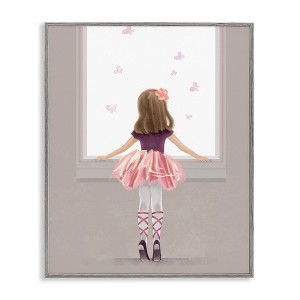 Stupell Industries Little Ballerina at Window Framed Giclee Art, Gray, 16" x 20" - 1 of 4