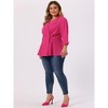 Agnes Orinda Women's Plus Size Notched Lapel Ruffle Peplum Ruched Buttons Outfits Blazers - 3 of 4