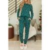 Green Christmas Candy Cane Printed Top and Pants Lounge Set - 2 of 4