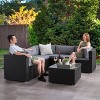 Parksville 6pc Patio Sectional Set - Black - CorLiving: UV-Resistant Wicker, Tempered Glass Table - 2 of 4