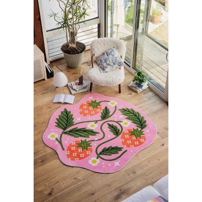Lany Space Megan Roy Irregular Sicilian Strawberry Pink Rug, 6'x6'