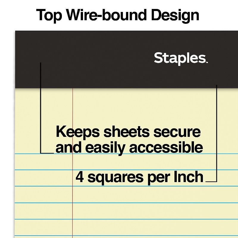 Staples Notepads 5" x 8" Narrow Canary 100 Sh./Pad 6 Pads/PK (35715-CC) 398212, 5 of 9
