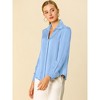 INSPIRE CHIC Women's Elegant V Neck Long Sleeve Office Work Satin Shirt - 4 of 4
